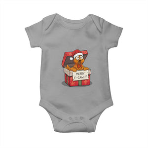 Merry F Caw F Santa Chicken Baby Onesie Funny Christmas Gift TS12 Sport Gray Print Your Wear