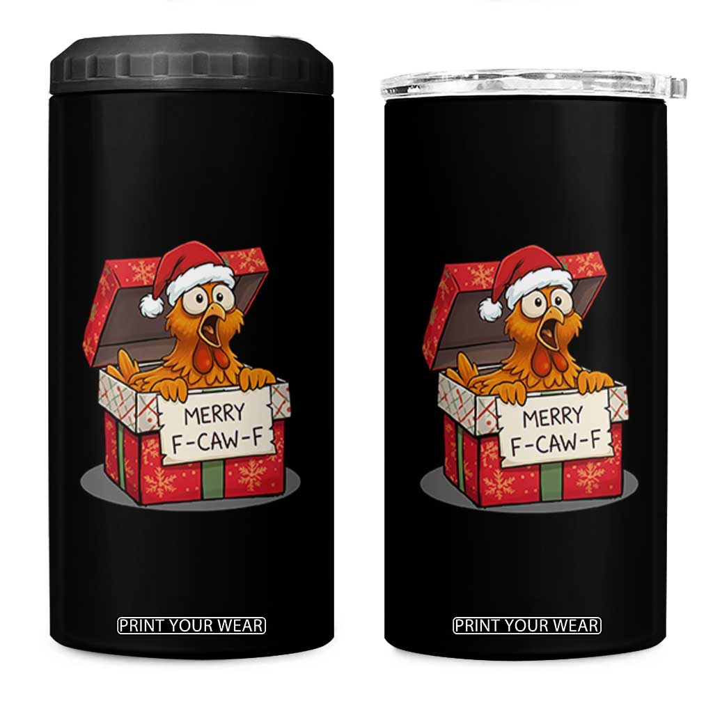 Merry F Caw F Santa Chicken 4 in 1 Can Cooler Tumbler Funny Christmas Gift - Print Your Wear