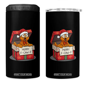 Merry F Caw F Santa Chicken 4 in 1 Can Cooler Tumbler Funny Christmas Gift - Print Your Wear