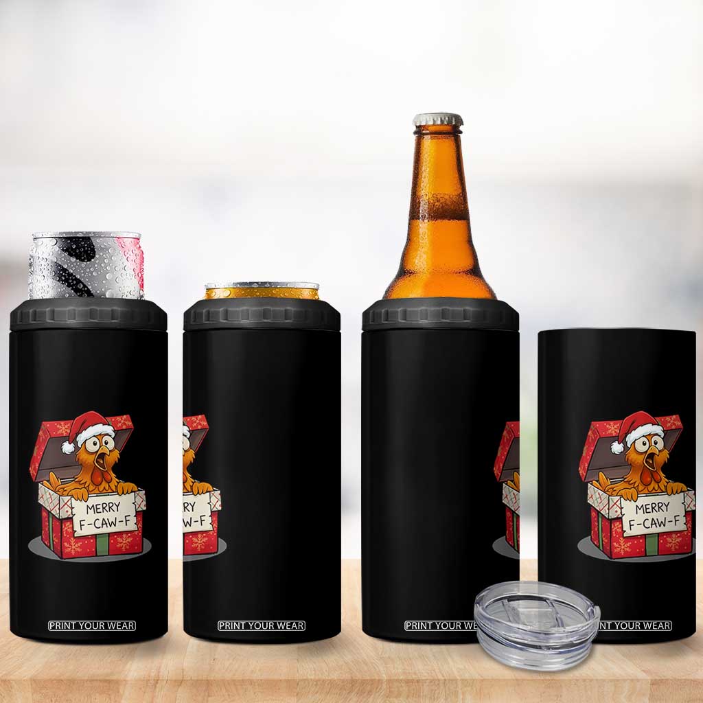 Merry F Caw F Santa Chicken 4 in 1 Can Cooler Tumbler Funny Christmas Gift TS12 Print Your Wear