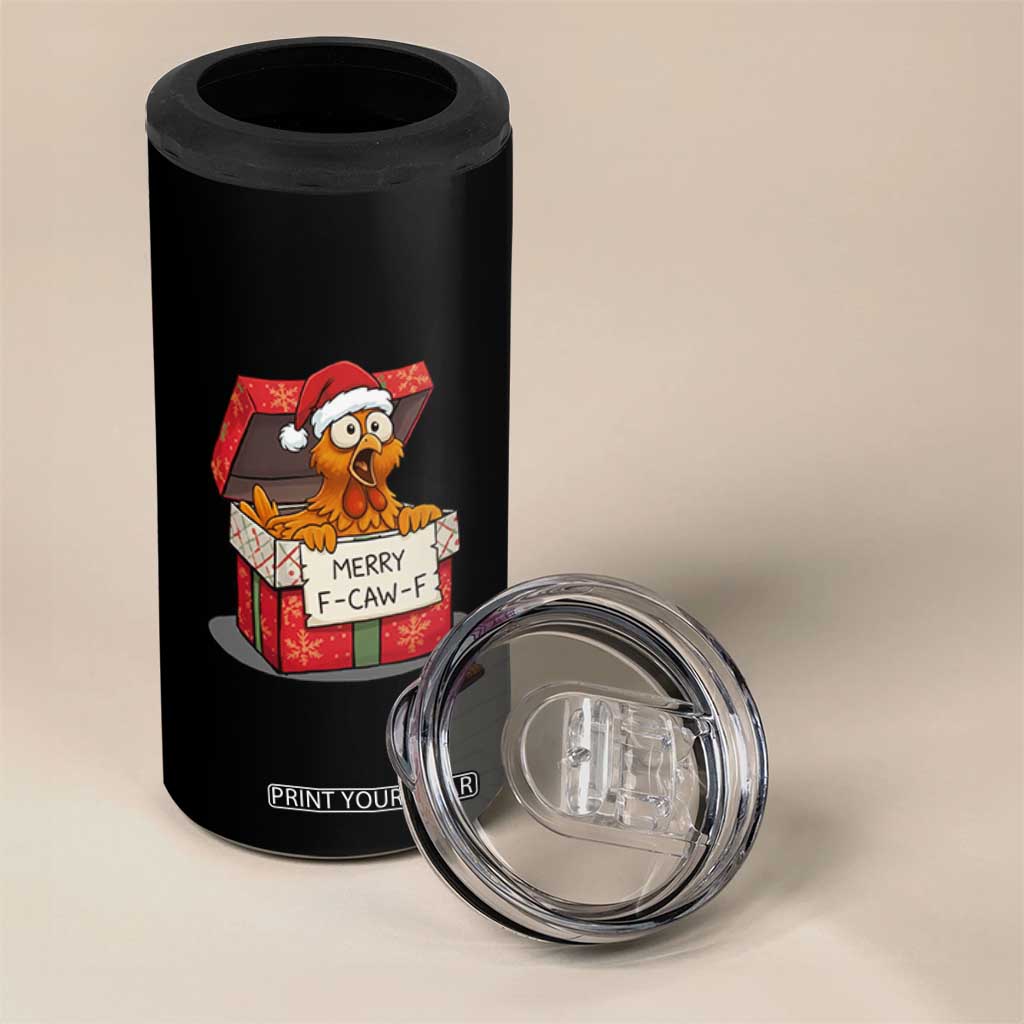 Merry F Caw F Santa Chicken 4 in 1 Can Cooler Tumbler Funny Christmas Gift TS12 Print Your Wear