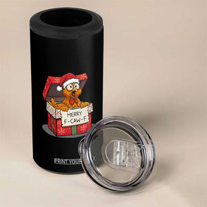Merry F Caw F Santa Chicken 4 in 1 Can Cooler Tumbler Funny Christmas Gift - Print Your Wear