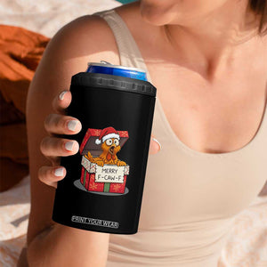 Merry F Caw F Santa Chicken 4 in 1 Can Cooler Tumbler Funny Christmas Gift - Print Your Wear