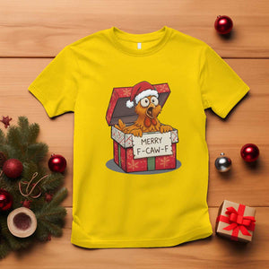 Merry F Caw F Santa Chicken T Shirt Funny Christmas Gift - Print Your Wear