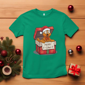 Merry F Caw F Santa Chicken T Shirt Funny Christmas Gift - Print Your Wear