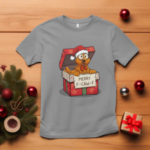 Merry F Caw F Santa Chicken T Shirt Funny Christmas Gift - Print Your Wear