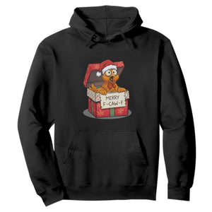 Merry F Caw F Santa Chicken Hoodie Funny Christmas Gift TS12 Black Print Your Wear