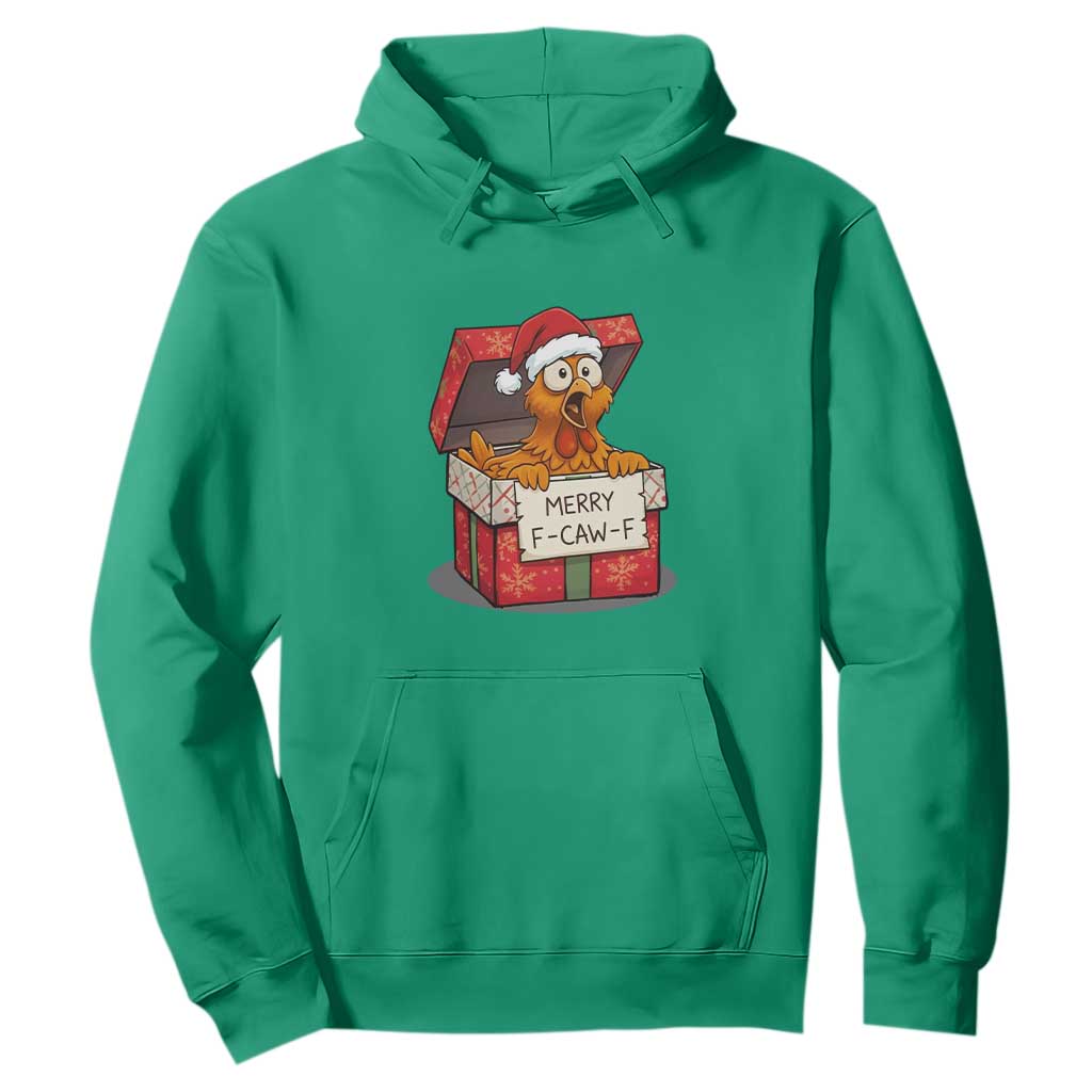 Merry F Caw F Santa Chicken Hoodie Funny Christmas Gift TS12 Irish Green Print Your Wear