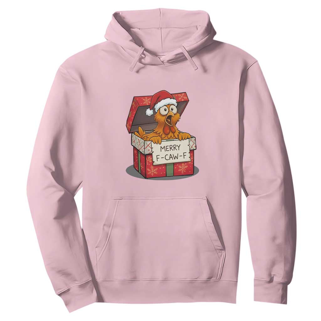 Merry F Caw F Santa Chicken Hoodie Funny Christmas Gift TS12 Light Pink Print Your Wear