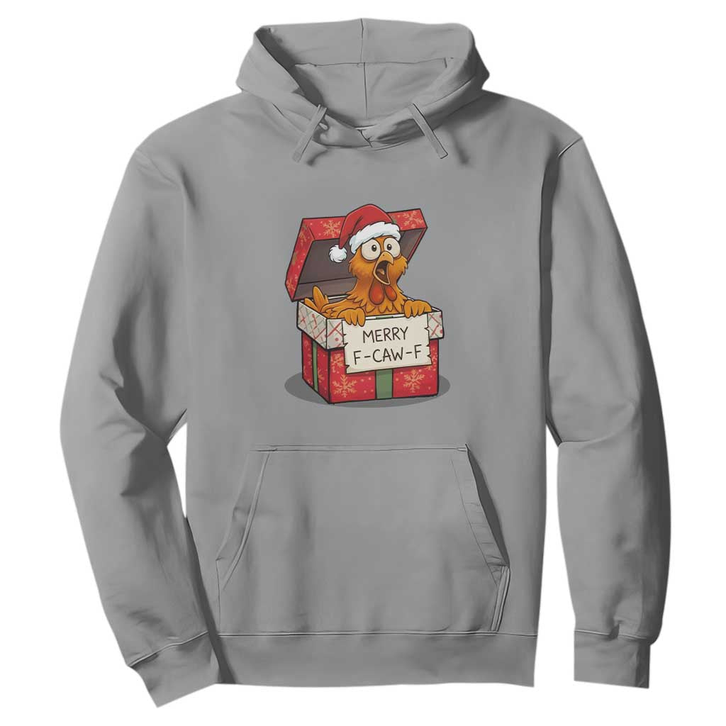 Merry F Caw F Santa Chicken Hoodie Funny Christmas Gift TS12 Sport Gray Print Your Wear