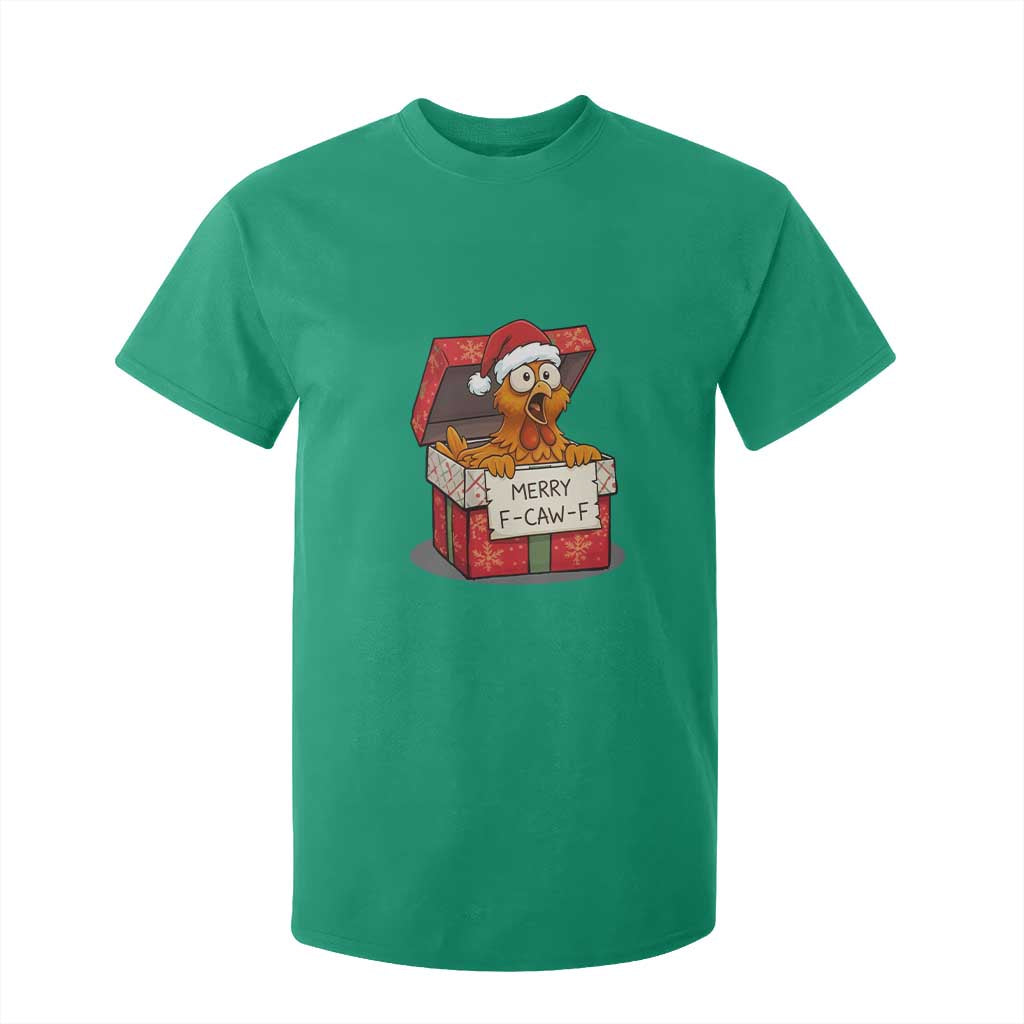 Merry F Caw F Santa Chicken T Shirt For Kid Funny Christmas Gift TS12 Irish Green Print Your Wear