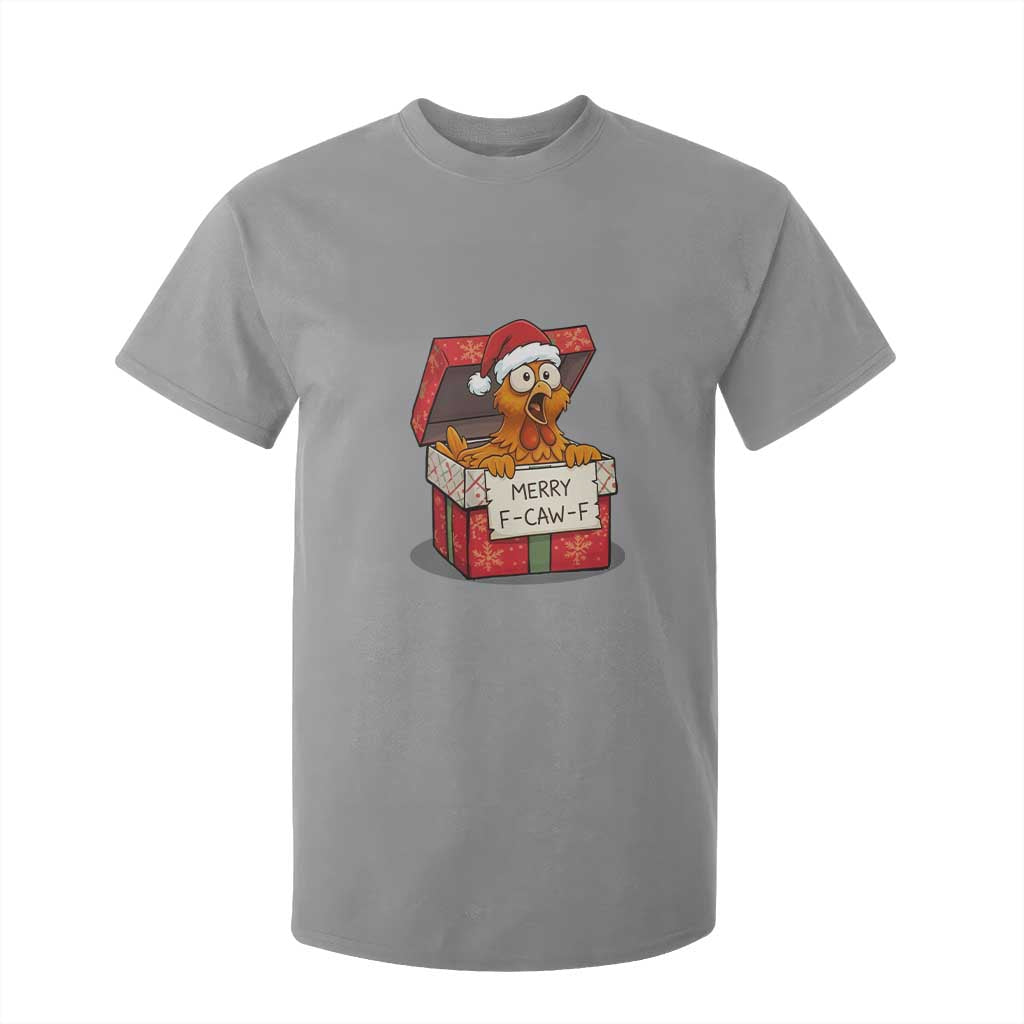Merry F Caw F Santa Chicken T Shirt For Kid Funny Christmas Gift TS12 Sport Gray Print Your Wear