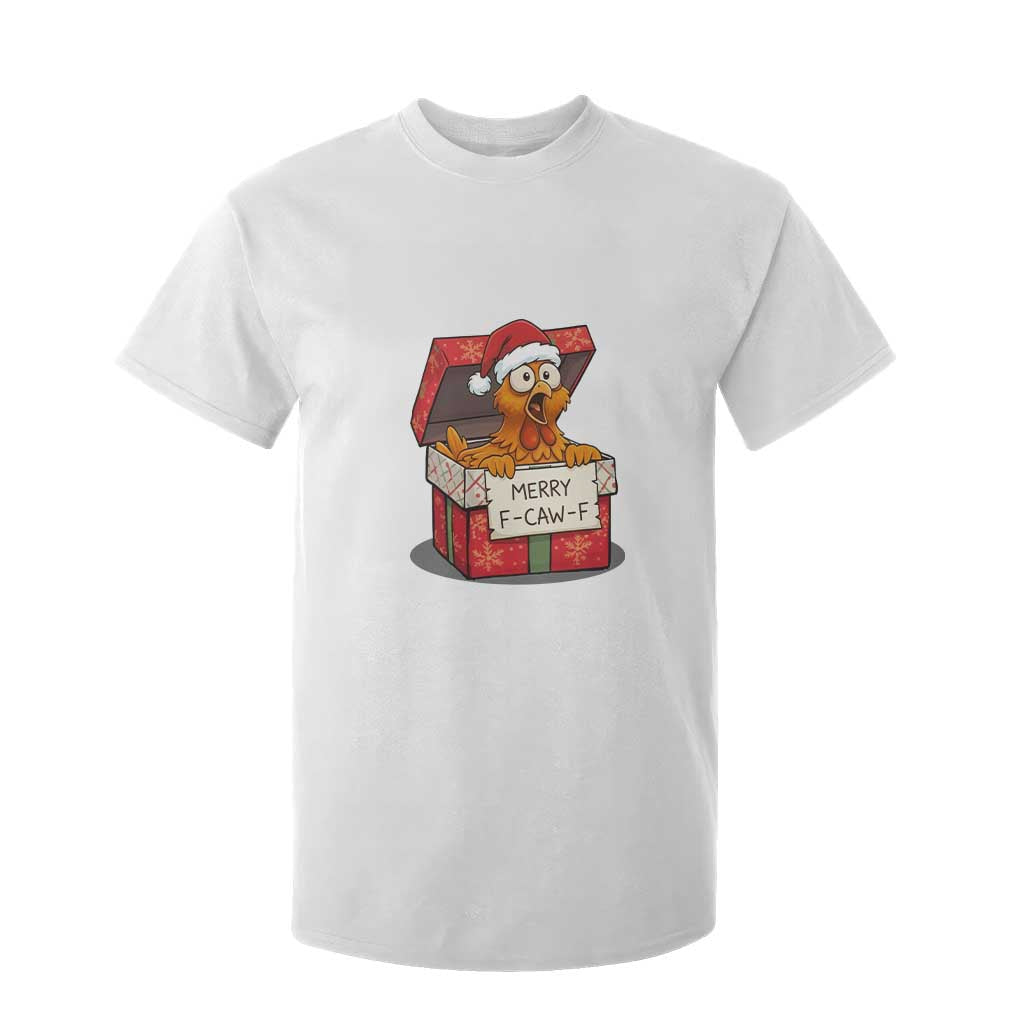 Merry F Caw F Santa Chicken T Shirt For Kid Funny Christmas Gift - Print Your Wear