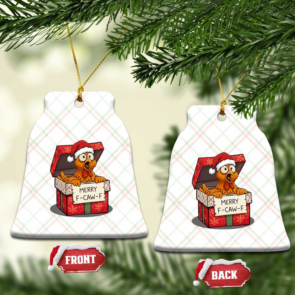 Merry F Caw F Santa Chicken Ceramic Ornament Funny Xmas Gift TS12 Print Your Wear