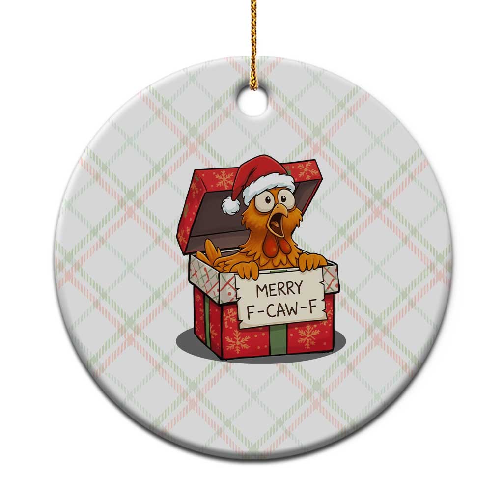 Merry F Caw F Santa Chicken Ceramic Ornament Funny Xmas Gift TS12 1pc Christmas Plaid Print Your Wear
