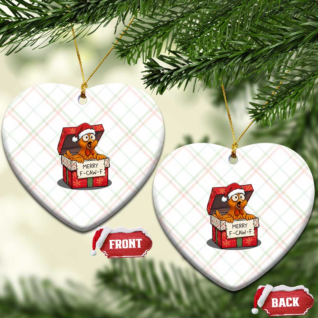 Merry F Caw F Santa Chicken Ceramic Ornament Funny Xmas Gift TS12 Print Your Wear