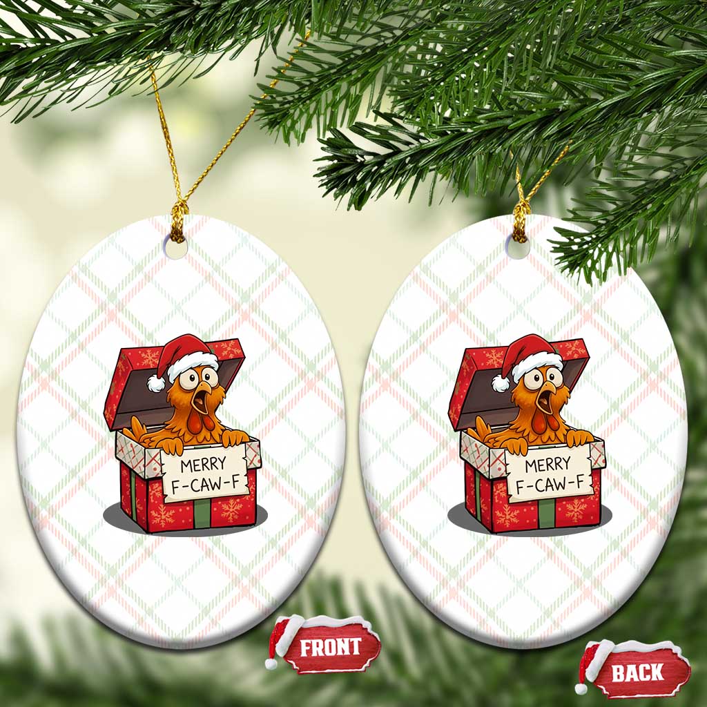 Merry F Caw F Santa Chicken Ceramic Ornament Funny Xmas Gift TS12 Print Your Wear