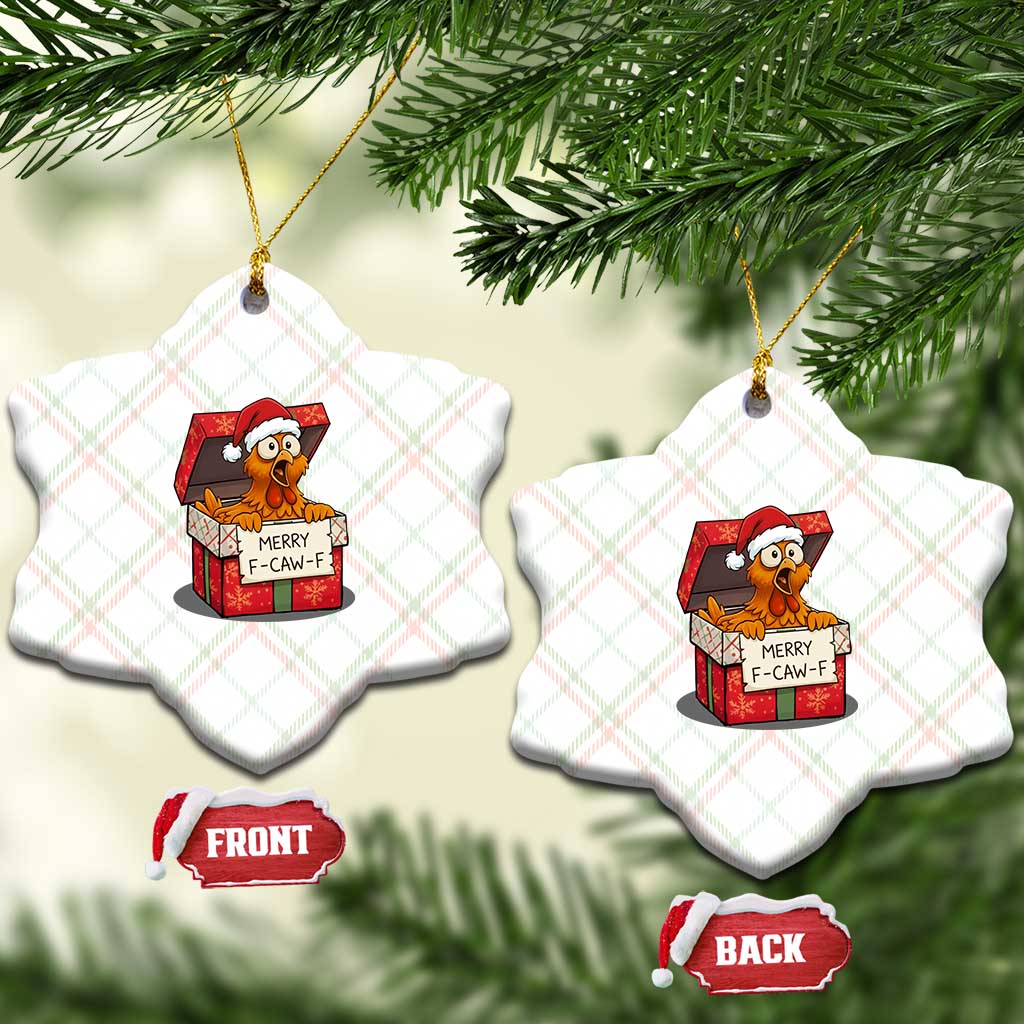 Merry F Caw F Santa Chicken Ceramic Ornament Funny Xmas Gift TS12 Print Your Wear