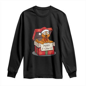 Merry F Caw F Santa Chicken Long Sleeve Shirt Funny Christmas Gift TS12 Black Print Your Wear
