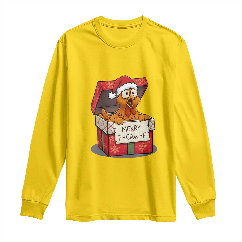 Merry F Caw F Santa Chicken Long Sleeve Shirt Funny Christmas Gift TS12 Daisy Print Your Wear