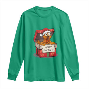 Merry F Caw F Santa Chicken Long Sleeve Shirt Funny Christmas Gift TS12 Irish Green Print Your Wear
