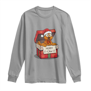 Merry F Caw F Santa Chicken Long Sleeve Shirt Funny Christmas Gift TS12 Sport Gray Print Your Wear