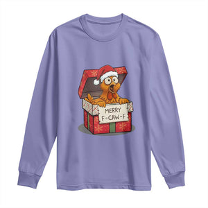 Merry F Caw F Santa Chicken Long Sleeve Shirt Funny Christmas Gift TS12 Violet Print Your Wear