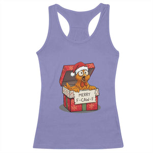 Merry F Caw F Santa Chicken Racerback Tank Top Funny Christmas Gift - Print Your Wear