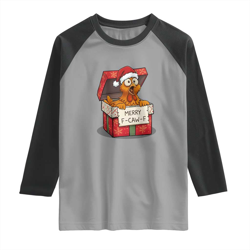 Merry F Caw F Santa Chicken Raglan Shirt Funny Christmas Gift TS12 Sport Gray Black Print Your Wear