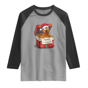 Merry F Caw F Santa Chicken Raglan Shirt Funny Christmas Gift TS12 Sport Gray Black Print Your Wear
