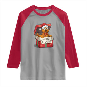 Merry F Caw F Santa Chicken Raglan Shirt Funny Christmas Gift TS12 Sport Gray Red Print Your Wear