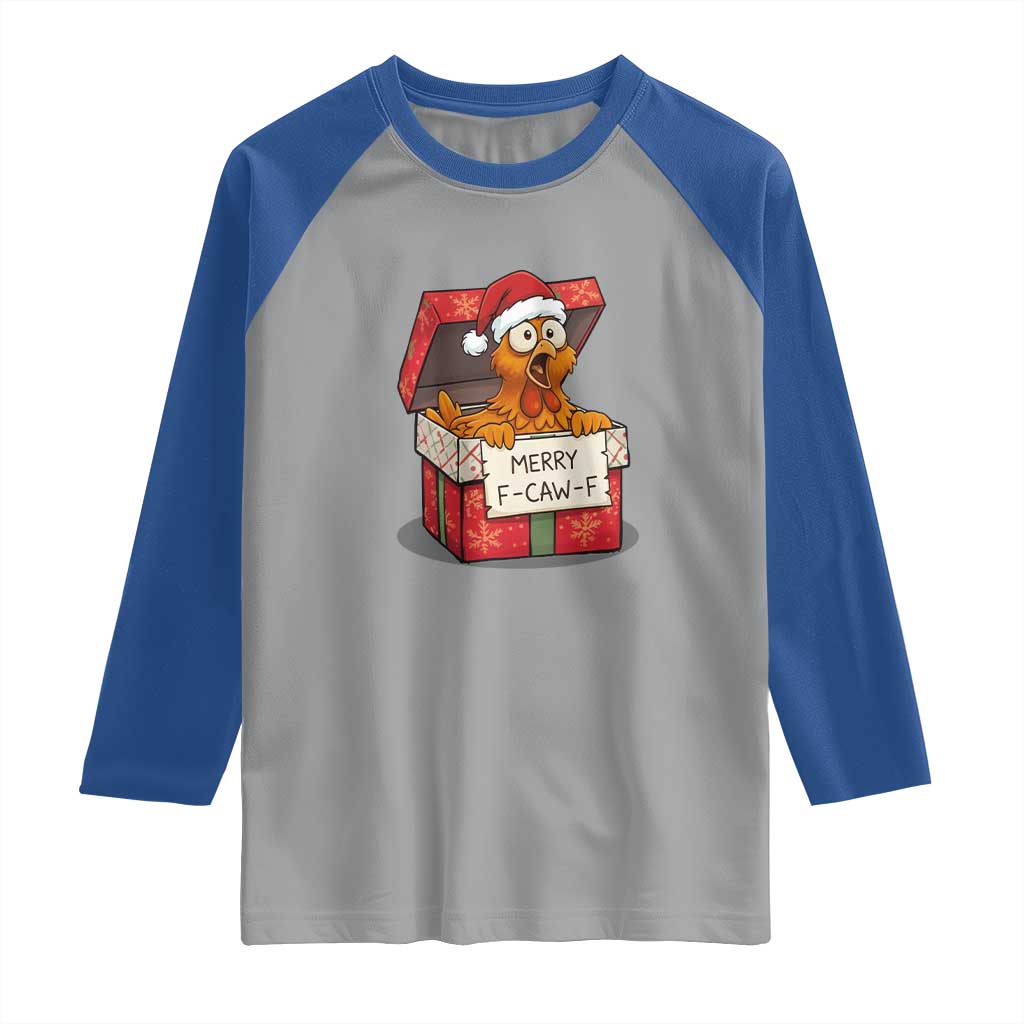 Merry F Caw F Santa Chicken Raglan Shirt Funny Christmas Gift TS12 Sport Gray Royal Print Your Wear