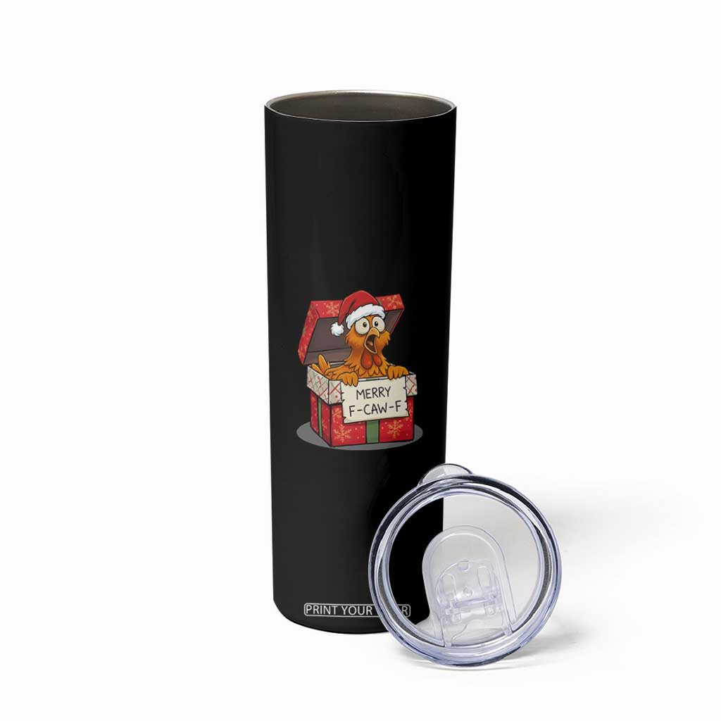 Merry F Caw F Santa Chicken Skinny Tumbler Funny Christmas Gift TS12 Print Your Wear
