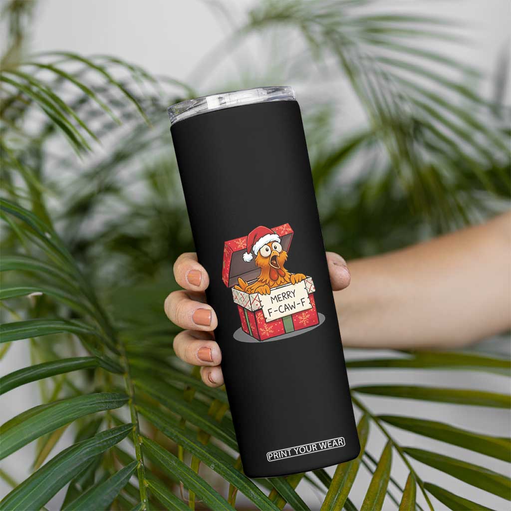 Merry F Caw F Santa Chicken Skinny Tumbler Funny Christmas Gift TS12 Print Your Wear