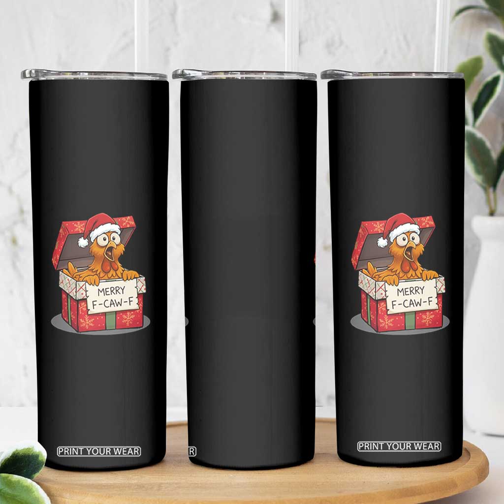 Merry F Caw F Santa Chicken Skinny Tumbler Funny Christmas Gift TS12 Print Your Wear