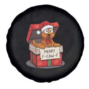 Merry F Caw F Santa Chicken Spare Tire Cover Funny Christmas Gift - Print Your Wear