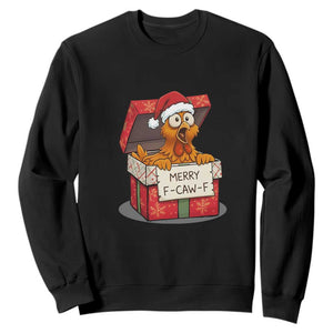 Merry F Caw F Santa Chicken Sweatshirt Funny Christmas Gift TS12 Black Print Your Wear