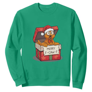 Merry F Caw F Santa Chicken Sweatshirt Funny Christmas Gift TS12 Irish Green Print Your Wear