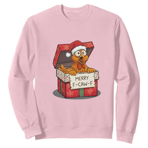 Merry F Caw F Santa Chicken Sweatshirt Funny Christmas Gift TS12 Light Pink Print Your Wear
