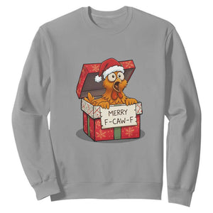 Merry F Caw F Santa Chicken Sweatshirt Funny Christmas Gift TS12 Sport Gray Print Your Wear