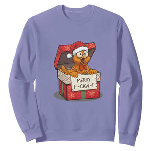 Merry F Caw F Santa Chicken Sweatshirt Funny Christmas Gift TS12 Violet Print Your Wear