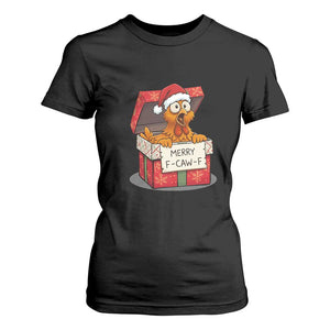 Merry F Caw F Santa Chicken T Shirt For Women Funny Christmas Gift TS12 Black Print Your Wear