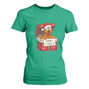 Merry F Caw F Santa Chicken T Shirt For Women Funny Christmas Gift TS12 Irish Green Print Your Wear
