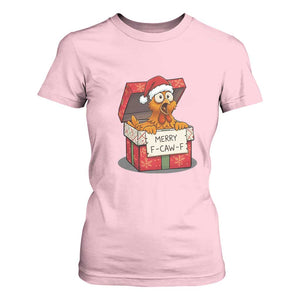 Merry F Caw F Santa Chicken T Shirt For Women Funny Christmas Gift TS12 Light Pink Print Your Wear