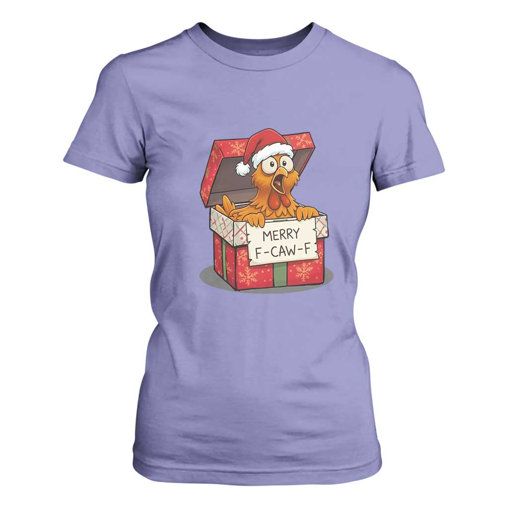 Merry F Caw F Santa Chicken T Shirt For Women Funny Christmas Gift TS12 Violet Print Your Wear