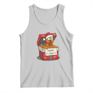 Merry F Caw F Santa Chicken Tank Top Funny Christmas Gift - Print Your Wear