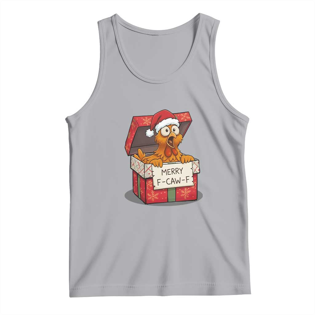 Merry F Caw F Santa Chicken Tank Top Funny Christmas Gift TS12 Athletic Heather Print Your Wear