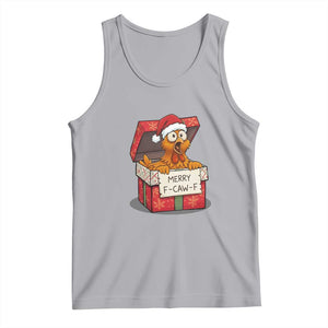 Merry F Caw F Santa Chicken Tank Top Funny Christmas Gift - Print Your Wear