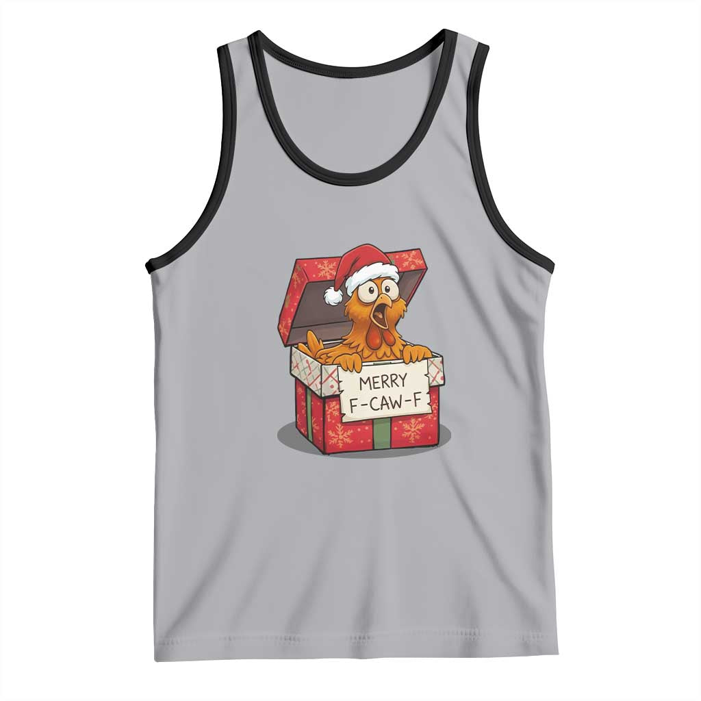 Merry F Caw F Santa Chicken Tank Top Funny Christmas Gift TS12 Athletic Heather Black Print Your Wear