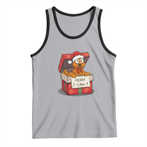Merry F Caw F Santa Chicken Tank Top Funny Christmas Gift - Print Your Wear